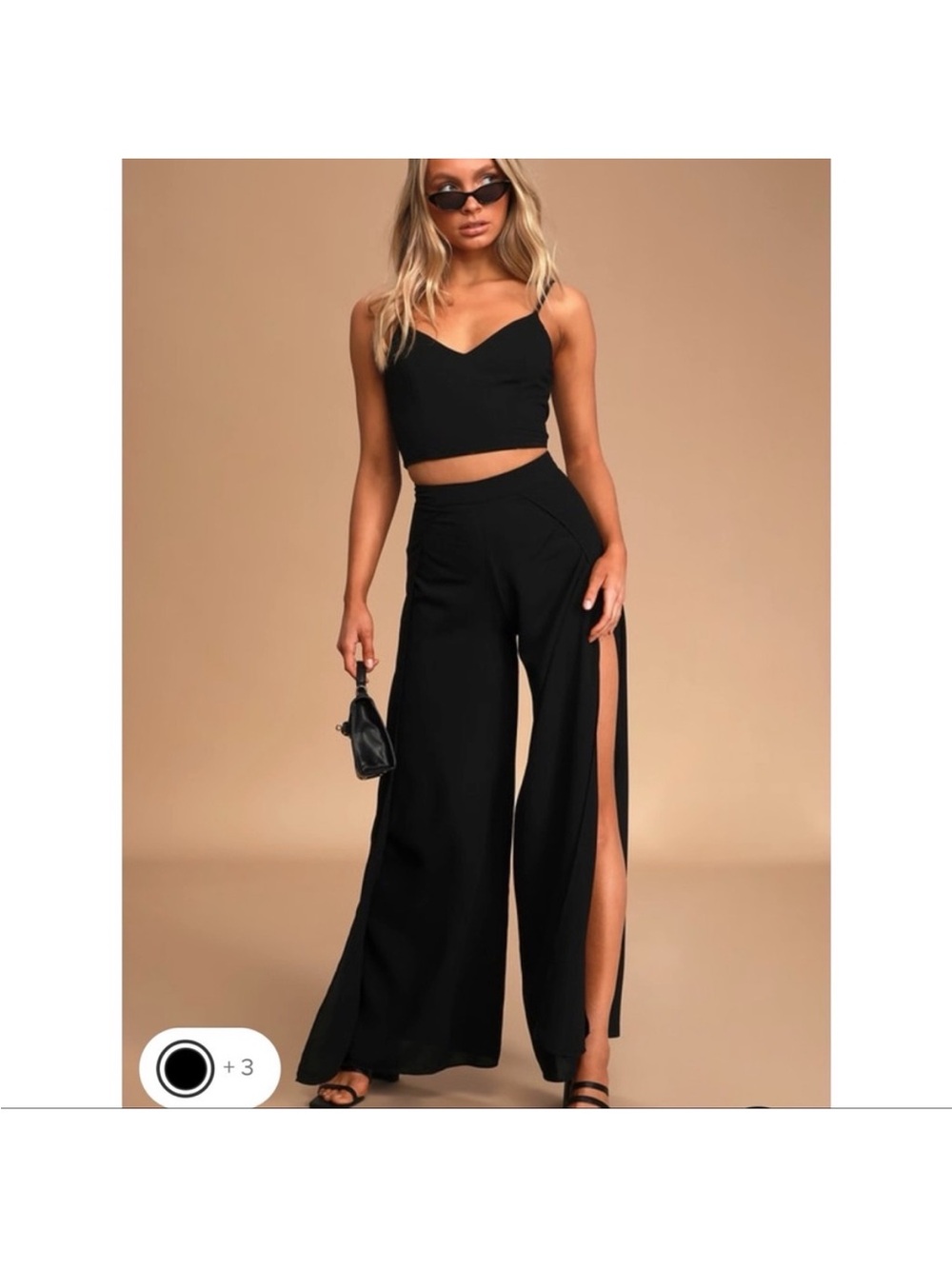 Lulu's Black Wide-Leg High-Slit Pants